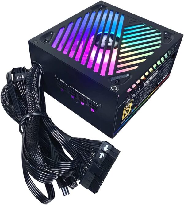 Apevia ATX-PM650W Premier 650W 80+ Gold Certified Active PFC ATX Semi-Modular Gaming Power Supply with 366 RGB Light Modes