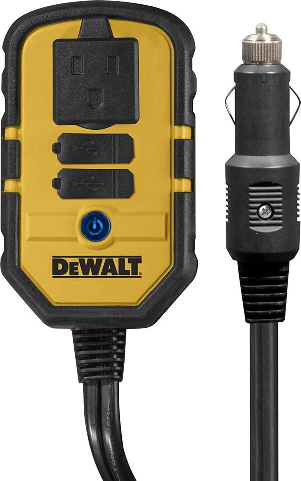 DEWALT DXAEPI140 Power Inverter 140W Car Converter: 12V DC to 120V AC Power Outlet with Dual 3.1A USB Ports