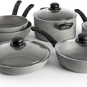 BALLARINI Asti by HENCKELS 10-pc Aluminum Nonstick Cookware Set, Grey