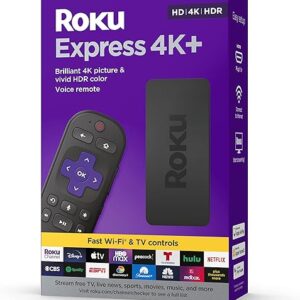 Roku Express 4K+ | Roku Streaming Device 4K/HDR, Roku Voice Remote, Free & Live TV