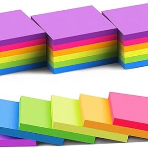 (24 Pack) Sticky Notes 3x3 in Post Bright Stickies Colorful Super Sticking Power Memo Pads, Strong Adhesive, 74 Sheets/pad