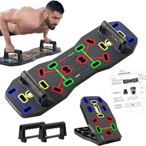 AERLANG Push Up Board, Portable Multi-Function Foldable 10 in 1 Push Up Bar, Push up Handles for Floor,Professional Push Up Strength Training Equipment