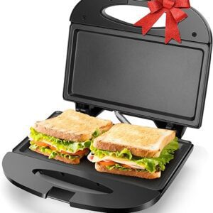 Aigostar Sandwich Maker with Non-stick Deep Grid Surface for Egg, Ham, Steaks Compact Electric Grill Tostadora de Pan Black, ETL Certificated, Roy