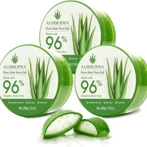 Aloderma Organic Aloe Vera Gel for Face Made within 12 Hours of Harvest, 96% Pure Aloe Vera Gel for Skin, Scalp, & Hair, Soothing Aloe Face Moisturizer, Multipurpose, Hydrating...