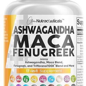 Ashwagandha 5000mg Maca Root 2000mg Fenugreek 3000mg Supplement with Tongkat Ali Ginseng - Assists with Stress, Mood & Thyroid Health - Ashwagandha Capsules Maca Pills Fenugreek...