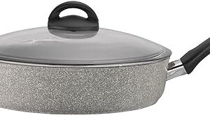 BALLARINI Parma by HENCKELS 3.8-qt Nonstick Saute Pan with Lid, Made in Italy , Durable and Easy to clean, Granite