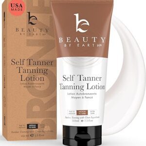 Beauty by Earth Self Tanner - USA Made with Natural & Organic Ingredients, Moisturizing Self Tanning Lotion with Aloe Vera & Coconut for a Natural Glow, Streak-Free Fake Tan,...