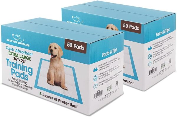 Best Pet Supplies, XL (36" x 28") Disposable Puppy Pads for Whelping Puppies and Training Dogs, 100 Pack - Ultra Absorbent, Leak Resistant, and Track Free for Indoor Pets - Baby...