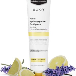 Boka Fluoride Free Toothpaste- Nano Hydroxyapatite, Remineralizing, Sensitive Teeth, Whitening - Dentist Recommended for Adult, Kids Oral Care- Lemon Lavender Flavor, 4 Fl Oz...