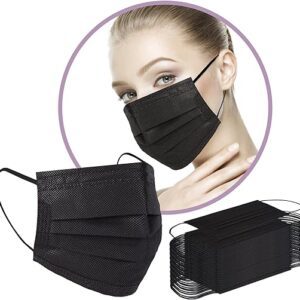 Borje 200 PCS Black Disposable Face Mask 3 Ply Protection Face Masks