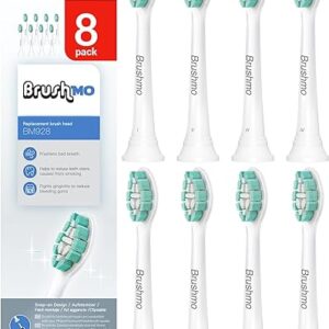 Brushmo Replacement Toothbrush Heads Compatible with Philips Sonicare Electric Toothbrush, White, 8 Pack