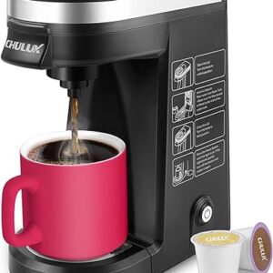 CHULUX Single Serve Coffee Maker for K Capsule and Ground Coffee, Single Cup Coffee Machine, Black