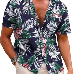 COOFANDY Mens Hawaiian Shirts Short Sleeve Casual Button Down Tropical Beach Shirt