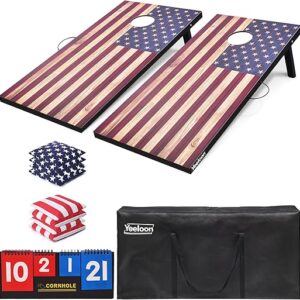 Cornhole Set, Tailgate/Regulation Size Cornhole Boards with 8 Bean Bags and Carrying Case, 3x2/4x2 Corn Hole Outdoor Game Toss Board for Adults Outside Activities