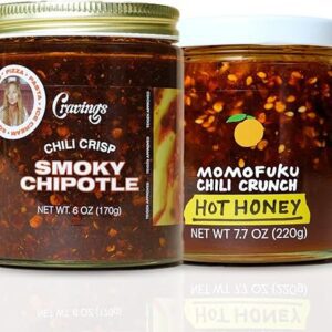 Cravings by Chrissy Teigen Chili Sauce Duo, Smoky Chipotle Chili Crisp and Momofuku Hot Honey Chili Crunch, 13.7 oz (2 Pack)