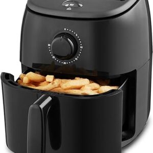 DASH Tasti-Crisp™ Electric Air Fryer Oven, 2.6 Qt., Black – Compact Air Fryer for Healthier Food in Minutes, Ideal for Small Spaces - Auto Shut Off, Analog, 1000-Watt