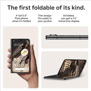 Google Pixel Fold - Unlocked Android 5G Smartphone with Telephoto Lens and Ultrawide Lens - Foldable Display - 24-Hour Battery - Obsidian - 256 GB