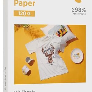 Hiipoo Sublimation Paper 8.5x11 Inch, Work with Sublimation Ink and E Sawgrass Inkjet Printers for Mugs T-Shirts Light Fabric and Other Sublimation Blanks (110 Sheets, 120G)...