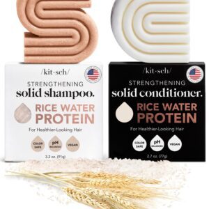 Kitsch Rice Bar Shampoo and Conditioner Bar for Hair Growth | Made in US | Rice Shampoo Bar & Conditioner Bar for Strengthening Hair | Rice Water Shampoo Bar & Conditioner Soap...