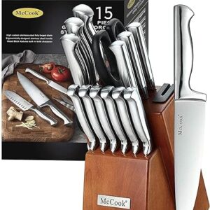 McCook Knife Sets, German Stainless Steel Kitchen Knife Block Sets with Built-in Sharpener