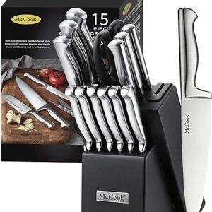 McCook® Knife Sets, German Stainless Steel Knife Block Sets with Built-in Sharpener