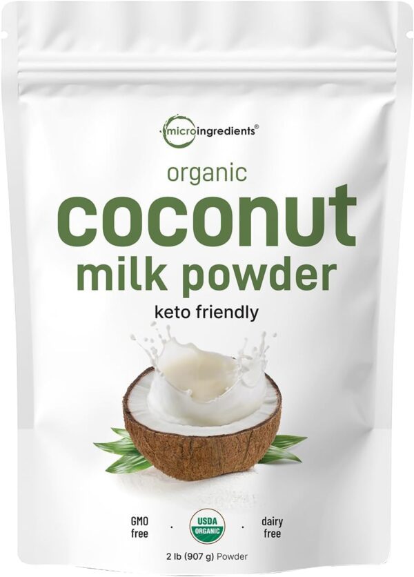 Micro Ingredients Organic Coconut Milk Powder, 2 Pound (32 Ounce), Plant-Based Creamer, Perfect for Coffee, Tea and Smoothie, Non-GMO and Keto Friendly