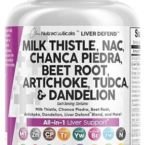 Milk Thistle 3000mg NAC Chanca Piedra 2000mg Beet Root 2000mg Artichoke 2000mg Dandelion Root 1000mg - Liver Cleanse Detox & Repair Supplement Plus TUDCA Choline and Ginger 60...