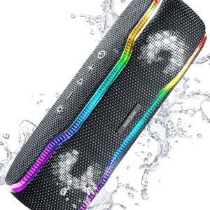 Portable Bluetooth Speaker, IPX7 Waterproof Wireless Speaker with Colorful Flashing Lights, 25W Super Bass 24H Playtime, 100ft Range, TWS Pairing for Outdoor, Home, Party,...