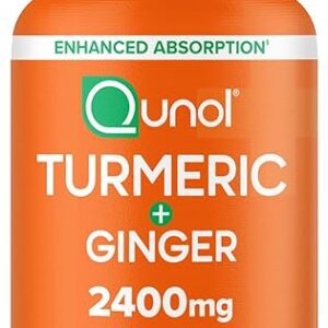 Qunol Turmeric Curcumin with Black Pepper & Ginger, 2400mg Turmeric Extract with 95% Curcuminoids, Extra Strength Supplement, Enhanced Absorption, Joint Support Supplement, 105...