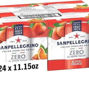 Sanpellegrino Zero Grams Added Sugar Italian Sparkling Drinks, Sparkling Blood Orange Beverage, 24 Pack of 11.15 Fl Oz Cans