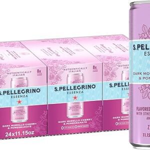 S.Pellegrino Essenza Dark Morello Cherry & Pomegranate Flavored Mineral Water, 11.15 Fl Oz Can (24 Pack)