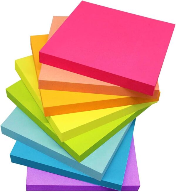 Sticky Notes 3x3 Inches,Bright Colors Self-Stick Pads, Easy to Post for Home, Office, Notebook, 82 Sheets/pad