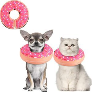 Supet Inflatable Dog Cone Collar for Medium Small Dogs, Soft Cone Collar for Dogs Cats, E Collar Dog Neck Donut Dog Puppy Doggie Cone Alternative After Surgery