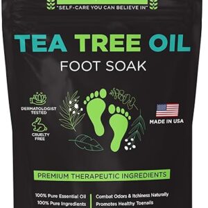 Tea Tree Oil Foot Soak with Epsom Salt - Made in USA - for Toenail Athletes Foot, Stubborn Foot Odor Scent, Softens Calluses & Soothes Sore Tired Feet - 16 Ounces