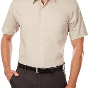 Van Heusen Mens Short Sleeve Dress Shirt Regular Fit Poplin Solid