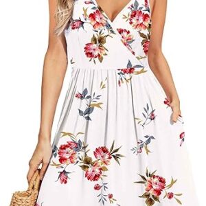 WEACZZY Women's 2024 Summer Dresses V Neck Spaghetti Strap Sundress Casual Beach Flowy Mini Dress with Pockets