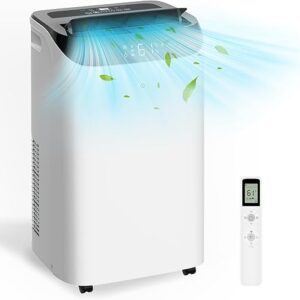 12,000 BTU Portable Air Conditioner Cools Up to 500 Sq.Ft, 3-IN-1 Energy Efficient Portable AC Unit with Remote Control & Installation Kits for Large Room, Campervan, Office,...