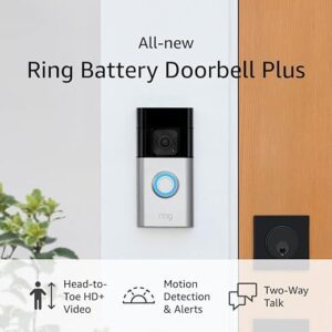 All-new Ring Battery Doorbell Plus | Head-to-Toe HD+ Video, motion detection & alerts, and Two-Way Talk (2023 release) with Ring Chime Pro