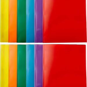 Amazon Basics Heavy Duty Plastic Folders with 2 Pockets for Letter Size Paper, Pack of 12, Assorted Color