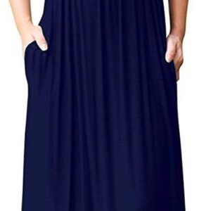 AUSELILY Women Short Sleeve Loose Plain Casual Long Maxi Dresses with Pockets