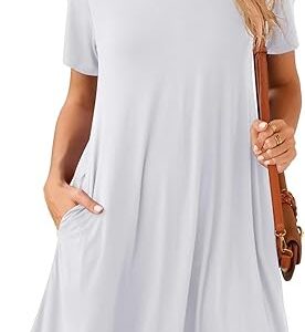 BELAROI Women's Short Sleeve Swing Plus Size Dresses Casual Summer Basic Solid T Shirt Dress with Pockets