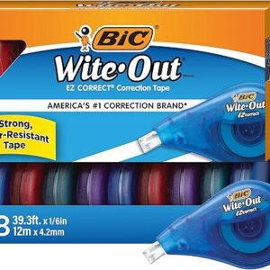 BIC Wite-Out Brand EZ Correct Correction Tape, 39.3 Feet, 18-Count Pack of white Correction Tape, Fast, Clean and Easy to Use Tear-Resistant Tape Office or School Supplies