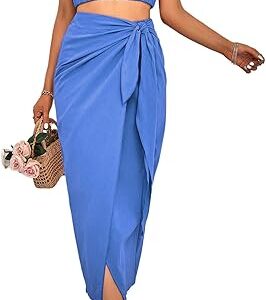 CFLONGE Women's 2 Piece Outfits Casual Sleeveless Halter Crop Top and Draped Ruched Skirt Solid Set for Cocktail Party