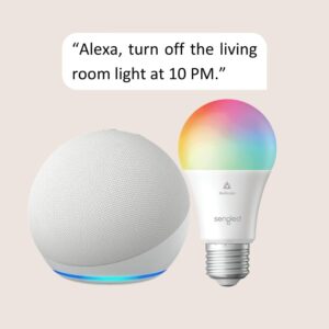 Echo Dot (5th Gen) | Glacier White with Sengled Smart Color Bulb