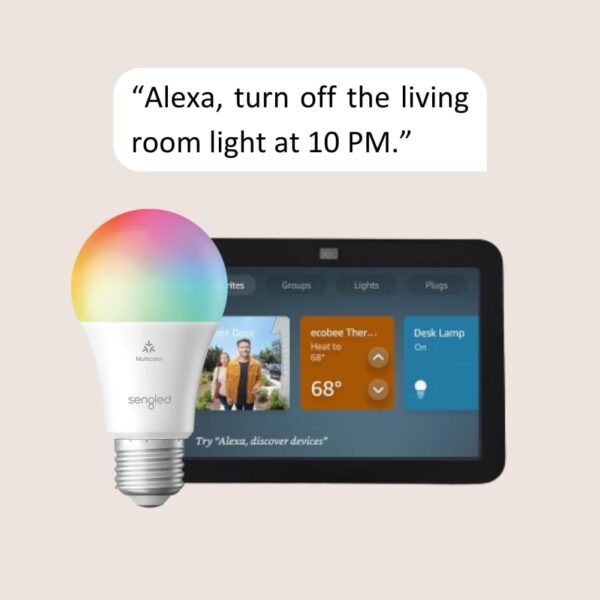 Echo Show 8 (3rd Gen, 2023 release) in Charcoal bundle with Sengled Smart Color Bulb