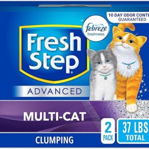 Fresh Step Clumping Cat Litter, Multi-Cat, Advanced Long Lasting Odor Control Kitty Litter with Activated Charcoal, Low Dust Formula, 37 lb