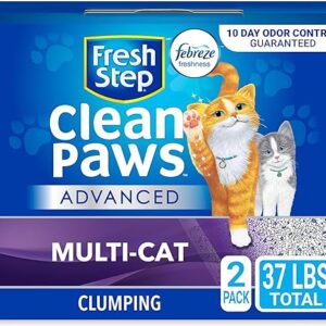 Fresh Step Clumping Cat Litter, Multi-Cat, Advanced Long Lasting Odor Control Kitty Litter with Activated Charcoal, Low Dust Formula, 37 lb