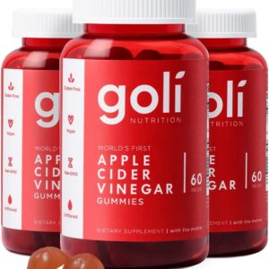 Goli Apple Cider Vinegar Gummy Vitamins - 180 Count - Vitamins B9 & B12, Gelatin-Free, Gluten-Free, Vegan & Non-GMO