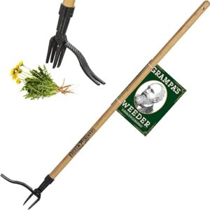 Grampa's Weeder - The Original Stand Up Weed Puller Tool with Long Handle - Made with Real Bamboo & 4-Claw Steel Head Design - Easily Remove Weeds without Bending, Pulling, or...