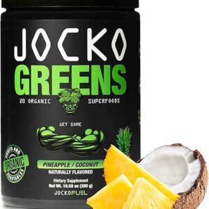 Jocko Fuel Greens Powder (Coconut/Pineapple Flavor) - Organic Greens & Superfood Powder for Healthy Green Juice - Keto Friendly with Spirulina, Chlorella, Digestive Enzymes, &...